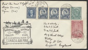 1939 PanAm Flight Shediac NB to Southampton #3921d Uprated 1c George VI PSE