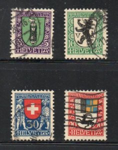 Switzerland  B33-36 1925 Coats of Arms Pro Juventute stamp set used