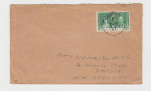 CEYLON -NEW ZEALAND 1937, 9c CORONATION ON COVER FROM PANNADUP (SEE BELOW)