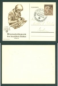 Germany. 1938/39 Third Reich. Stationary Card.  Winter Works. Semi Sc# B126