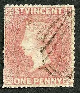 St Vincent SG1 1861 1d Rose-red No Wmk Rough to intermediate Perf 14 to 16