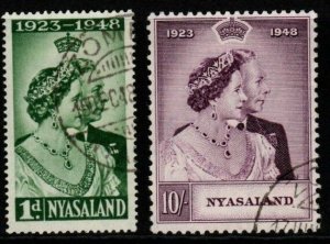 NYASALAND SG161/2 1948 SILVER WEDDING FINE USED