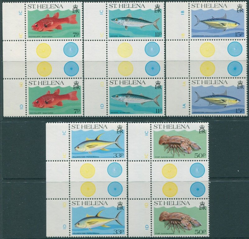 St Helena 1985 SG459-463 Marine Life gutter pairs set MNH