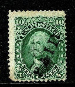 [MA]  US Used #68 w/ Fancy Cancel:  Straight-line 'PAID'~ Skinner-Eno #PM-PD 9