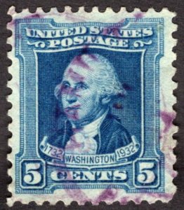 1932, US 5c, George Washington, Used, purple cancel, Sc 710