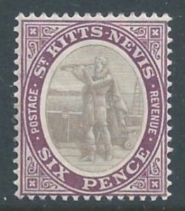 St. Kitts-Nevis #19a NH 6p Columbus Looking For Land - Purple, Chalky Paper