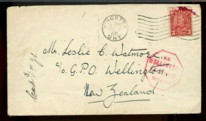 DLO New Zealand 3c Empire rate 1931 Dead Letter Office Arch issue cover Canada