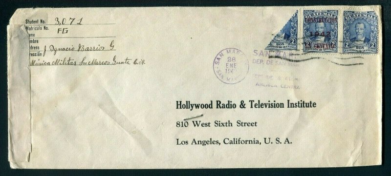 1942 Bisect - Guatemala to Los Angeles, California USA - Censored
