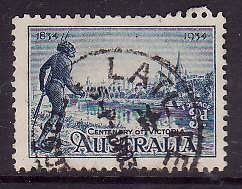 Australia-Sc#143-used 3p blue Tribesman -1934-