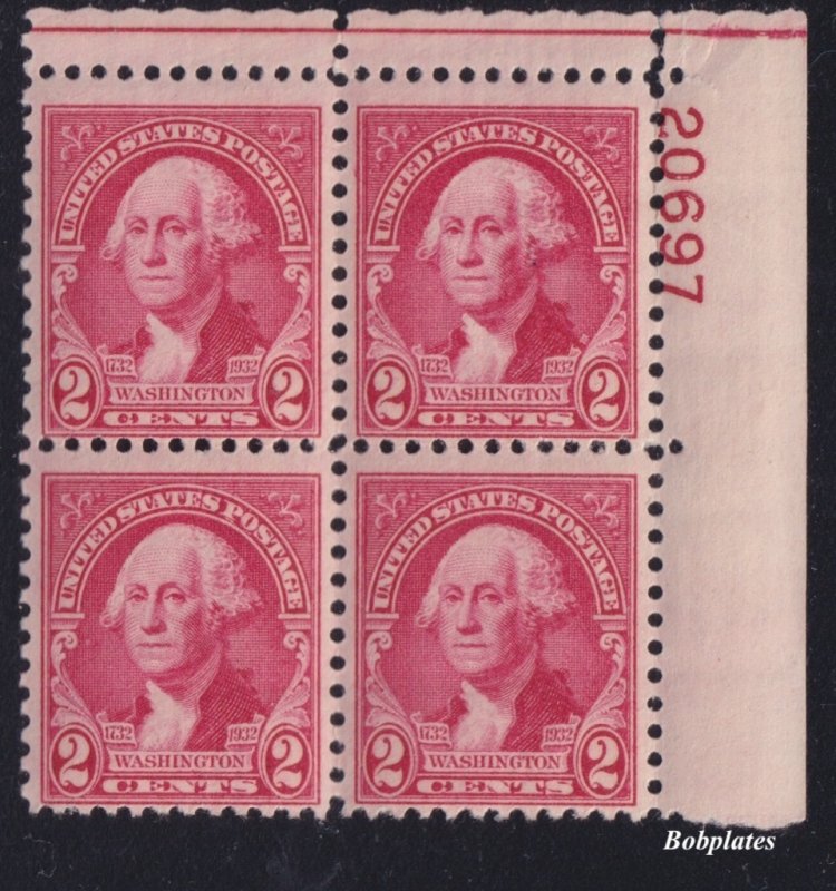 BOBPLATES #707 Washington Bi Upper Right Plate Block 20697 F-VF MNH SCV=$2.2 *