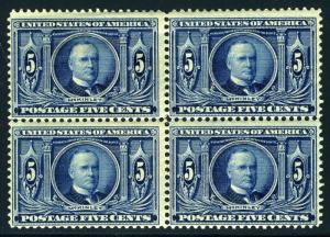 UNITED STATES SCOTT# 326 LOUISIANA PURCHASE MINT NEVER HINGED BLOCK OF 4 SHOWN