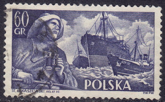 Poland - 1956 - Scott #723 - used - Fisherman