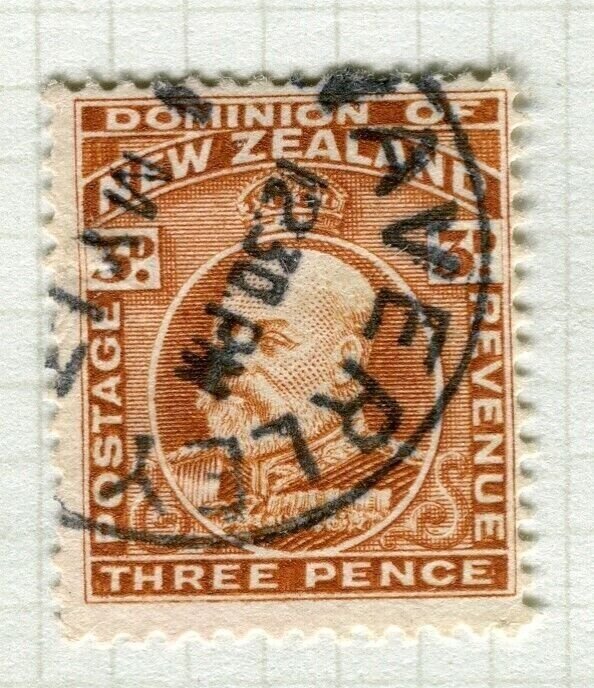 NEW ZEALAND; 1909 early Ed VII issue fine used Shade of 3d. value