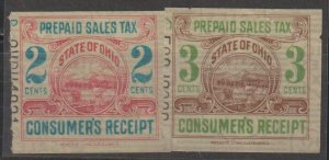 US Ohio State Prepaid Sales Tax Stamps.