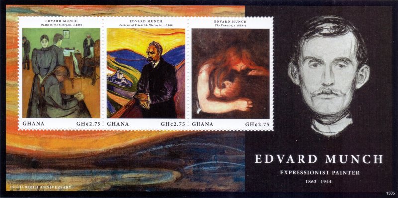 Ghana. 2013. Art Painting Edward Munch. MNH.