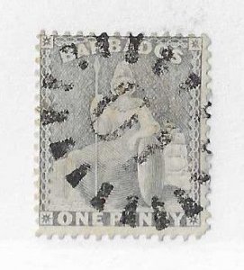 Barbados Sc #51  1p blue grey used with 10'  cancel VF