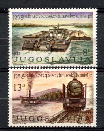 Yugoslavia 1981 125Y Danube Commission Locomotives Trains Ship Transport Stamps