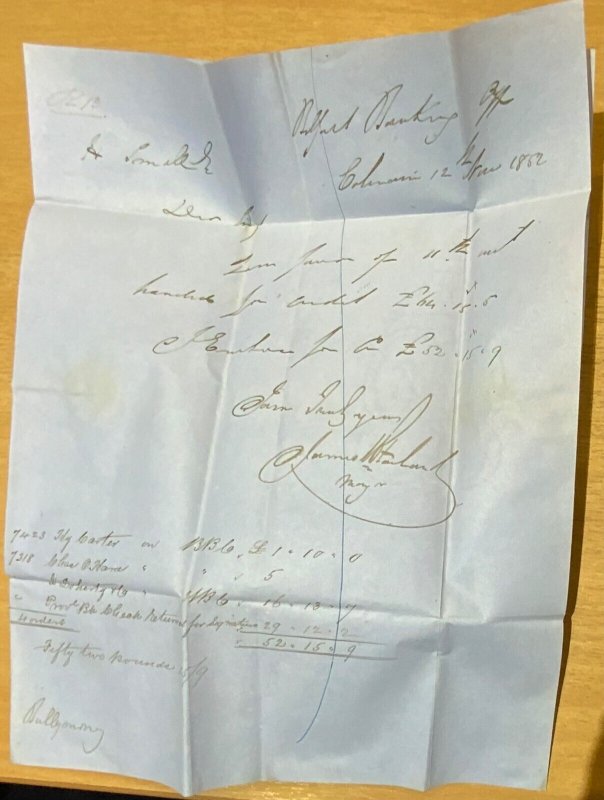 GB ENTIRE LETTER 1852 COLERAINE TO BALLYMONEY WITH HUGE 3 MARGIN 1d RED