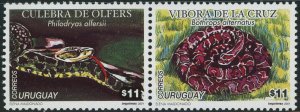 Uruguay #1904 Snakes Reptiles Postage Stamp Pair Latin America 2001 MNH