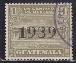 Guatemala RA12 Postal Tax Stamp O/P 1939