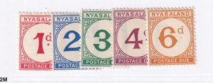 NYASALAND # J1-J5 VF-MLH POSTAGE DUES CAT VALUE $105