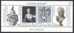 Sweden #1298, MNH ss, Swedish Rococo, issued 1979