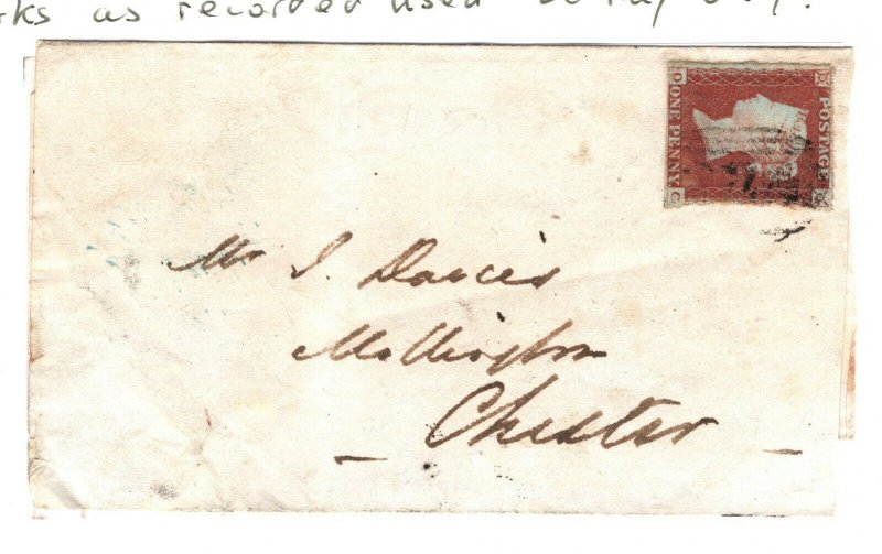 GB Wales Cover Wrexham SUPER SKELETON CDS Gresford UDC Denbighs 1d 1850 ZB169 