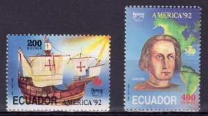 Ecuador 1992 CHRISTOPHER COLUMBUS SHIPS set 2 values Perforated Mint (NH)