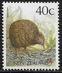 New Zealand #923 Mint Never Hinged Stamp - Brown Kiwi - Bird