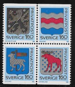 SWEDEN SC# 1456-9  B/4   FVF/MNH 1983