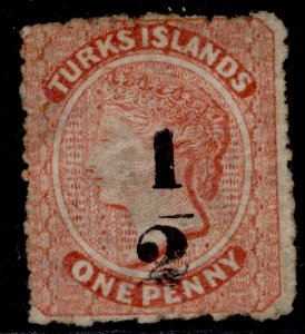 TURKS & CAICOS ISLANDS QV SG19, ½ on 1s lilac, UNUSED. Cat £120.