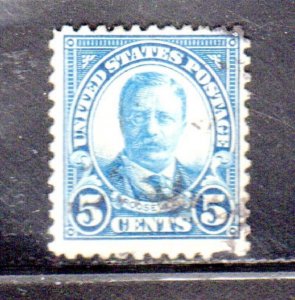 #557 5 CENT ROOSEVELT PERF. 11 FANCY CANCEL USED d