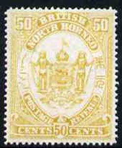 North Borneo 1888 Arms 50c perforated colour trial in yel...