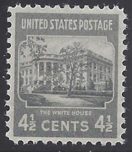 #809 4 1/2c Presidential Issue The White House 1938 Mint NH