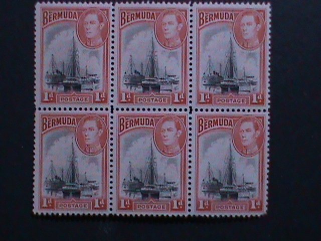 ​BERMUDA -1938 SC #118- KING GEORGE VI & HAMILTON HARBOR MNH BLOCK OF 6 OG VF