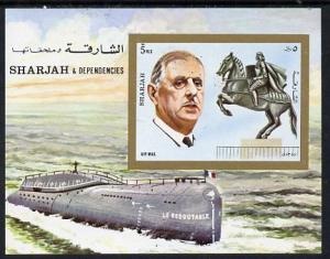 Sharjah 1972 Charles de Gaulle imperf m/sheet (with Statu...