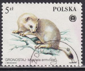 Poland 2652 Protected Animals, Mustela Erminea 5.00zł 1984