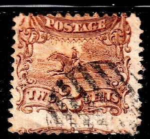 #113 US 2 CENT BROWN POST HORSE & RIDER-USED-N/G-FINE-VF