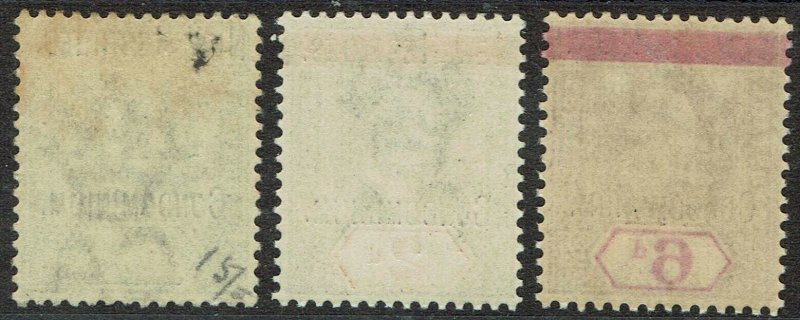 NEW HEBRIDES 1908 KEVII 1/2D 2D AND 6D WMK CROWN CA