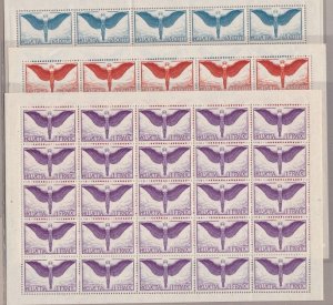 1924-36 SWITZERLAND, Air Mail n . 10/12 - MNH ** SHEETS OF 25