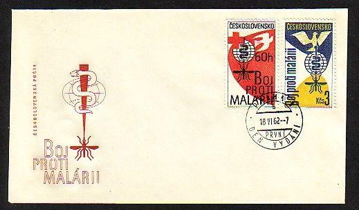 Czechoslovakia, Scott cat. 1121-1122. Malaria Eradication. First day cover.