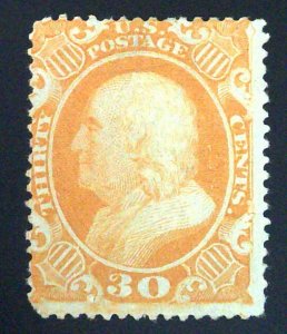 Scott #38 - F - 30c Orange - Franklin - NG - Thin - 1860