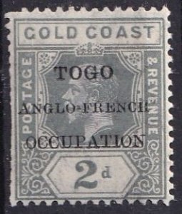 Togo 68 (mh, rough edge left) 2p George V, gray, ovptd (1915)