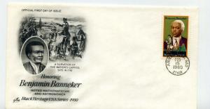 1804 Benjamin Banneker, Black Heritage Series 1980, ArtCraft, circle, FDC