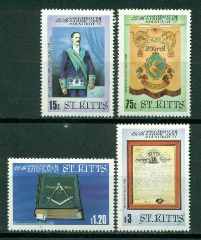 St. Kitts Scott #169-172 MNH Masons Mount Olive Lodge CV$5+