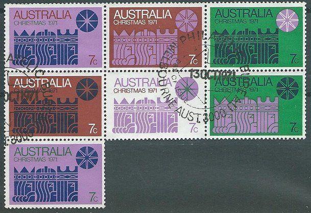 AUSTRALIA 1971 Christmas used block of 7...................................40953