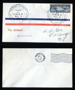 # C7 on CAM # 3 First Flight cover, Chicago, IL to Dalas, TX - 5-12-1926