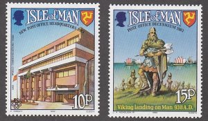 Isle of Man # 250-251, Post Office Building, Viking Landing, Mint NH, 1/2 Cat.