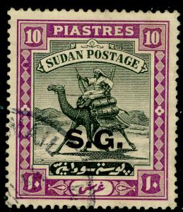 SUDAN SGO41, 10p black & reddish purple, USED. Cat £23. CHALKY.