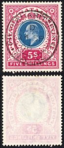 Natal SG140 5/- Postage Revenue Cat 15 pounds 24 Sept 1906 Pietermaritzburg Pmk